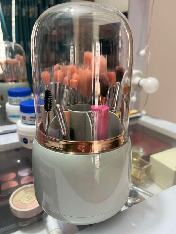 360 degree makeup brushholder green