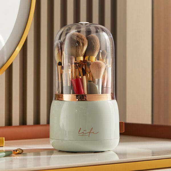 360 degree makeup brushholder green